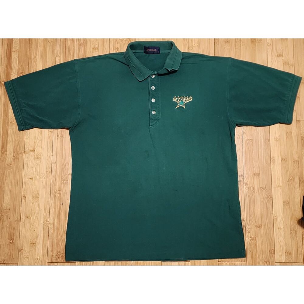 Vintage Dallas Stars Shirt Polo Mens L Green NHL Hockey Antigua Embroidered Logo
